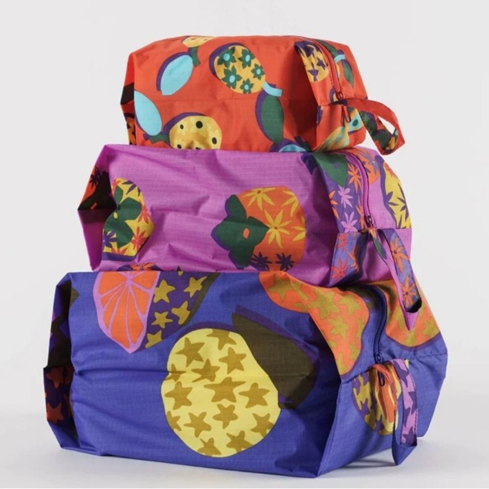 NWT Baggu 3D Zip Set - Collage Fruit (Grapefruit, Persimmon, Kumquat)